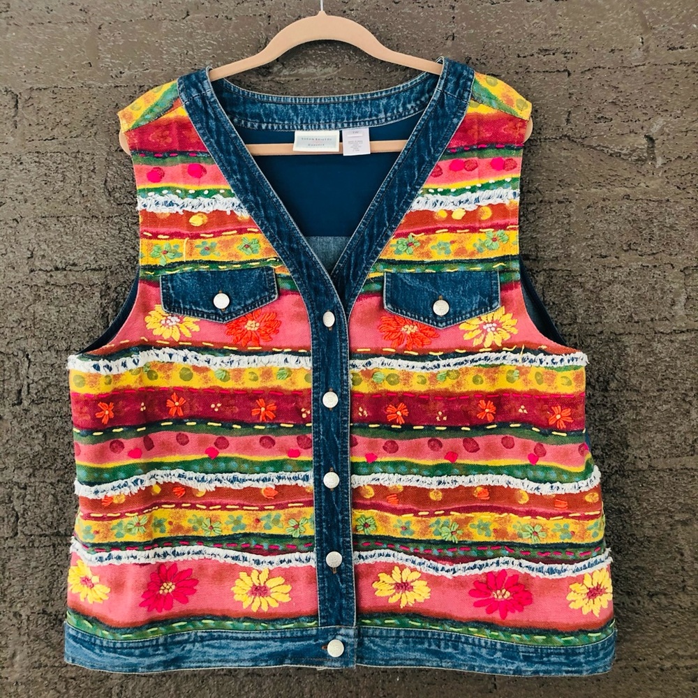 Susan Bristol Colorful Denim Vest